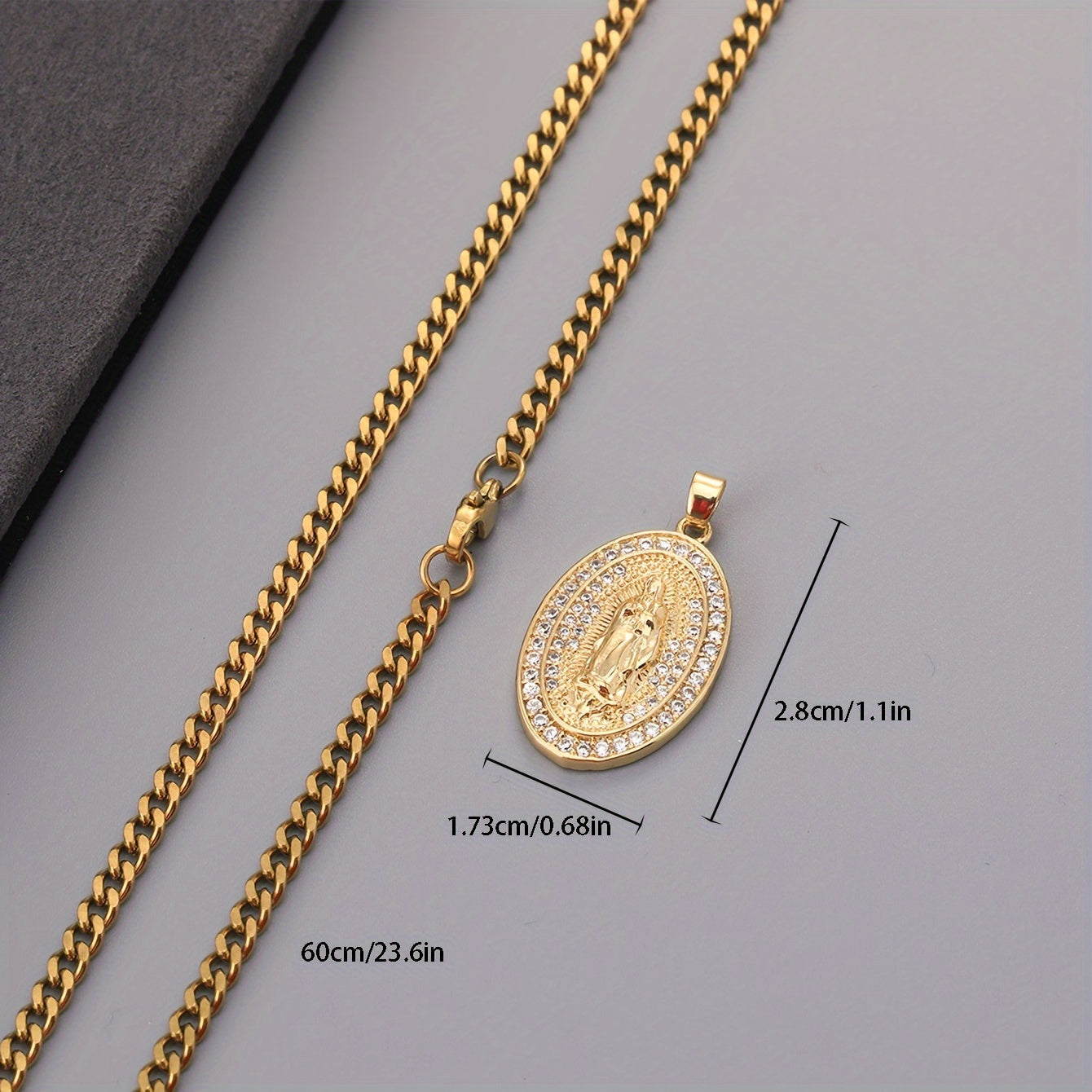 Vintage Men's Virgin Mary Zircon Pendant Necklace,Versatile For Multiple Occasions,Perfect Gift For Mother's Day, Teacher Appreciation Day And Graduation